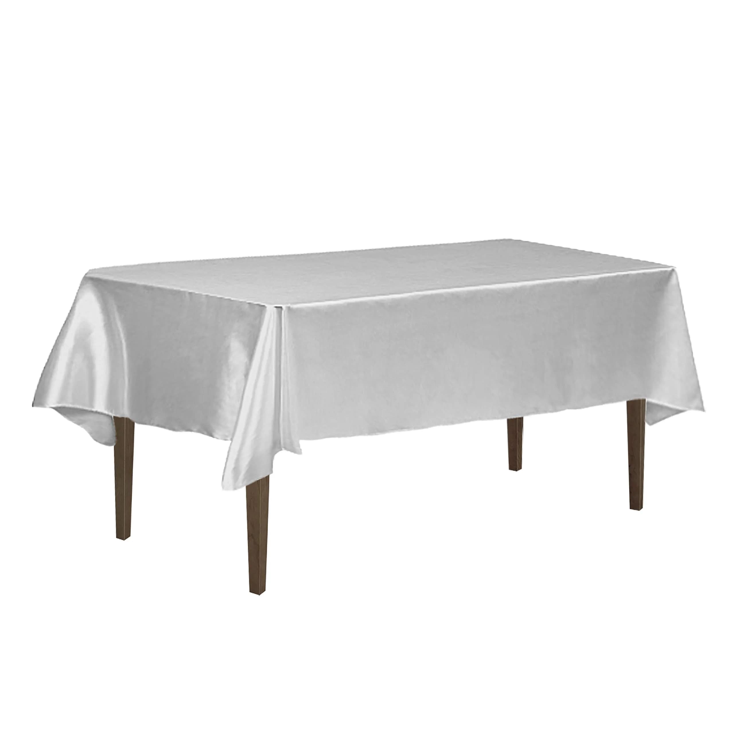 LTC LINENS Satin Tablecloth 60 x 126-Inch Silver | Elegant, All-Season Table Cover — Silver
