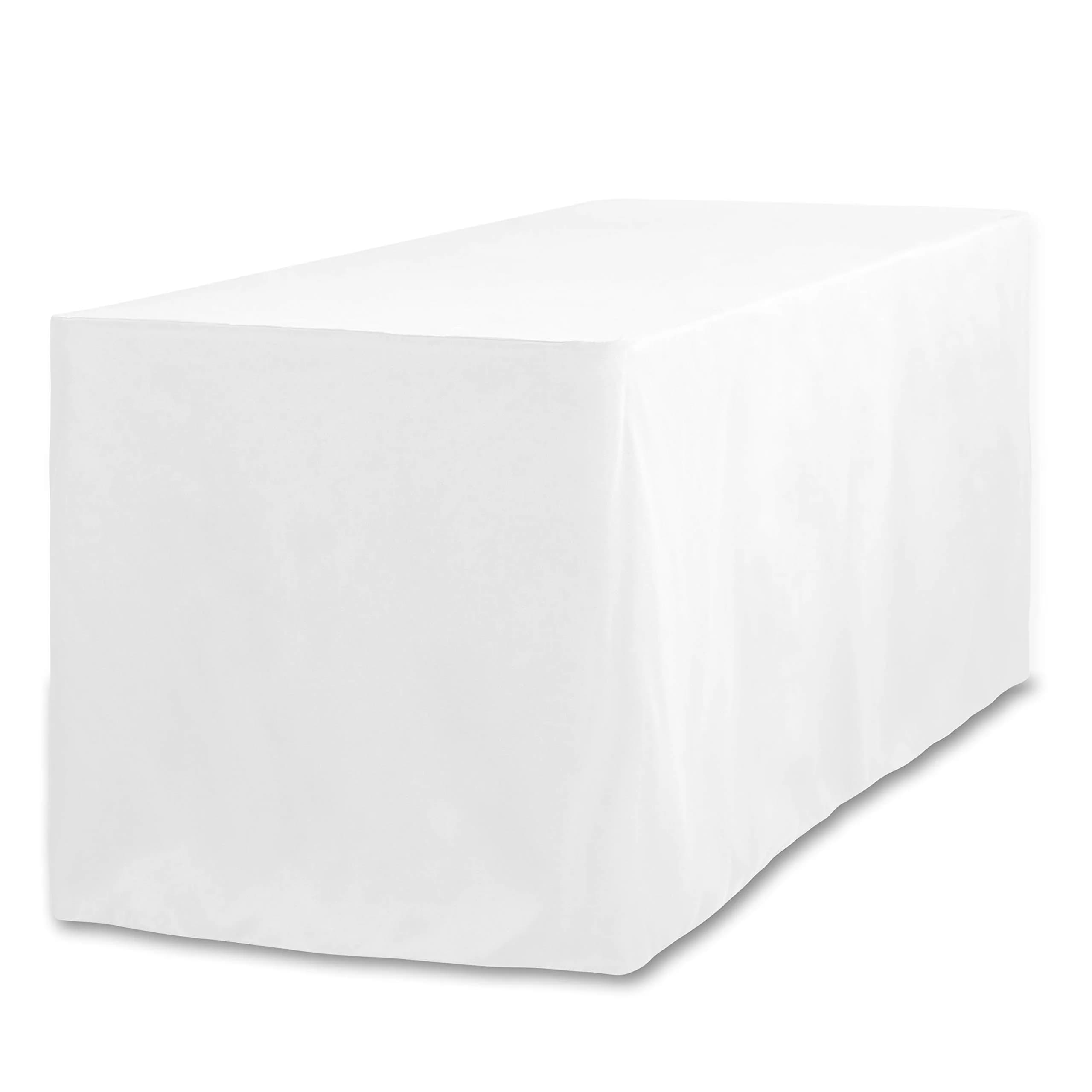 LTC LINENS 6 ft. Fitted Polyester Tablecloth White | Wrinkle-Resistant, Snug Fit for Banquet & Event Tables — White