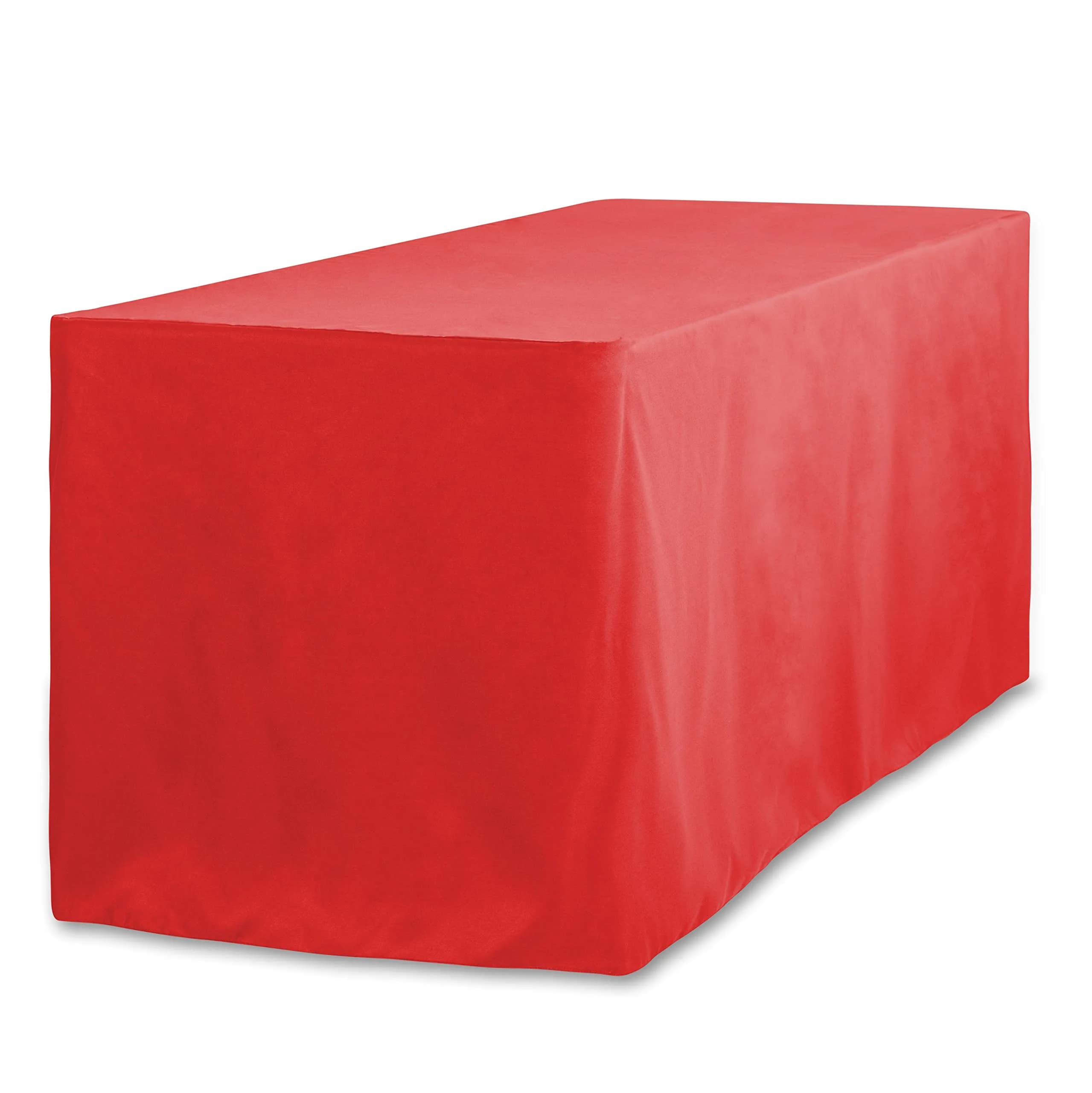 LTC LINENS 6 ft. Fitted Polyester Tablecloth Red | Wrinkle-Resistant & Snug Fit for Banquet & Event Tables
