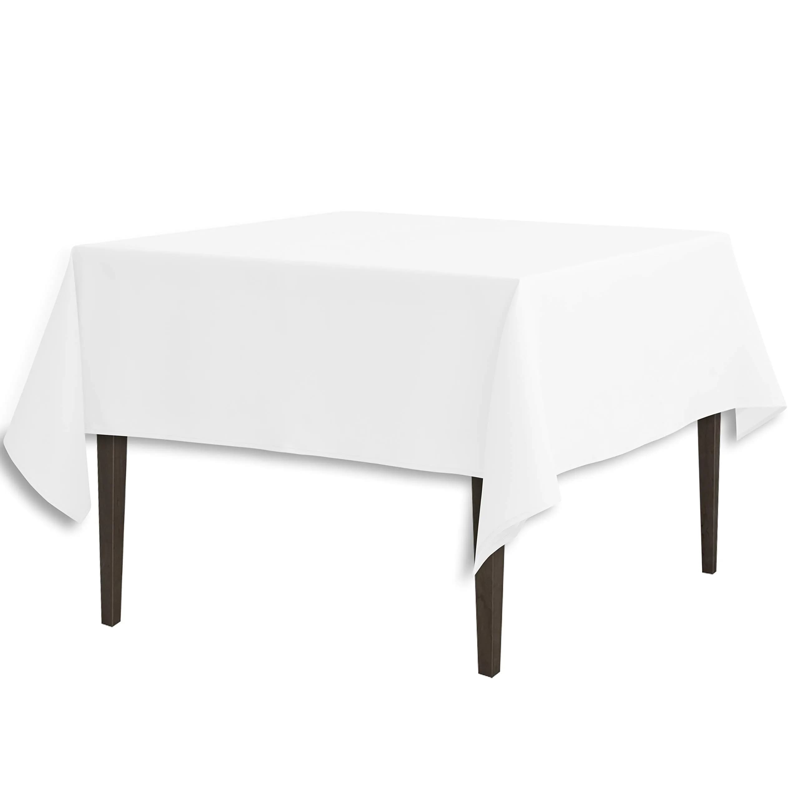 LTC LINENS 85-Inch Square Polyester Tablecloth White | Durable, Wrinkle-Resistant & Easy Care
