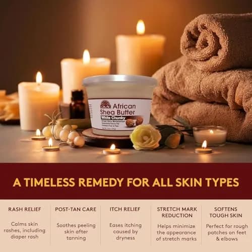 OKAY Natural Shea Butter Raw Chunky, White, 283 g (10 Ounce) | Pure, Unrefined, Moisturizing for Dry Skin thumbnail 4