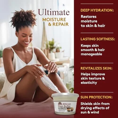 OKAY Natural Shea Butter Raw Chunky, White, 283 g (10 Ounce) | Pure, Unrefined, Moisturizing for Dry Skin thumbnail 2