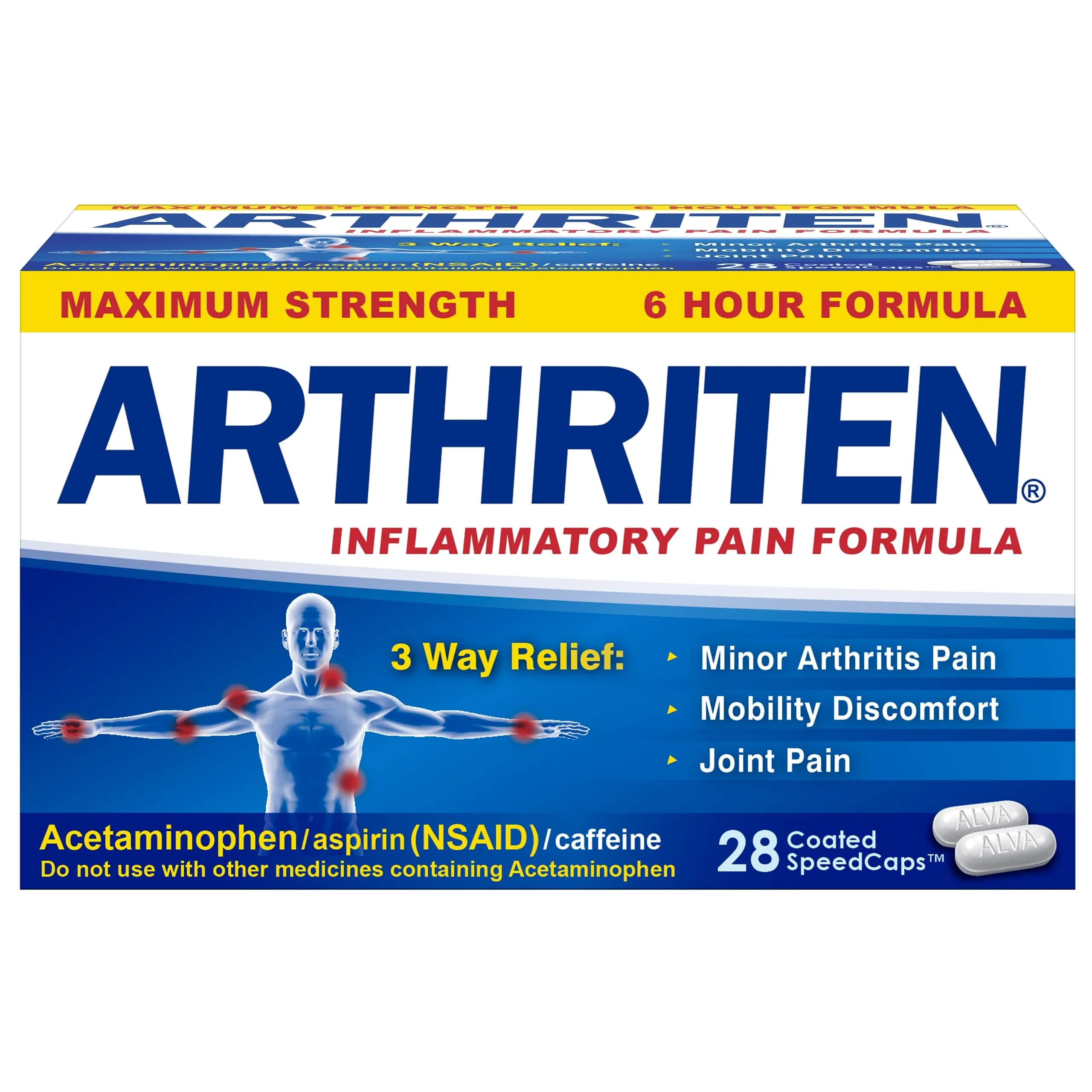 Arthriten Inflammatory Pain Formula Caplets 28 Count | Multi-Symptom Relief for Arthritis & Joint Pain