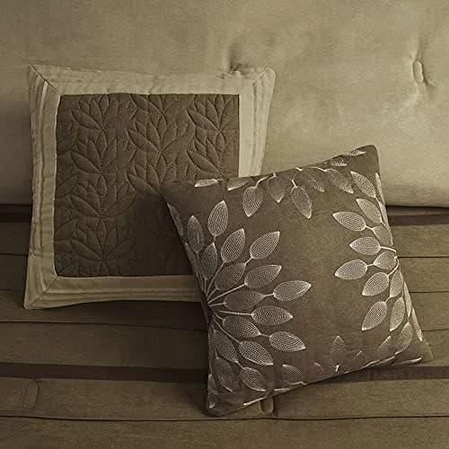 Madison Park Faux Suede Queen Comforter Set with Bed Skirt, Natural, 7pc | All-Season Microfiber Bedding thumbnail 4