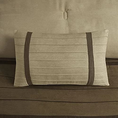 Madison Park Faux Suede Queen Comforter Set with Bed Skirt, Natural, 7pc | All-Season Microfiber Bedding thumbnail 5