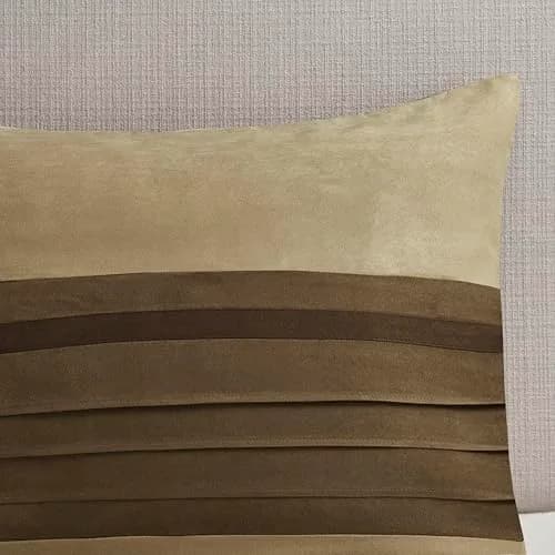 Madison Park Faux Suede Queen Comforter Set with Bed Skirt, Natural, 7pc | All-Season Microfiber Bedding thumbnail 6