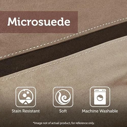 Madison Park Faux Suede Queen Comforter Set with Bed Skirt, Natural, 7pc | All-Season Microfiber Bedding thumbnail 8