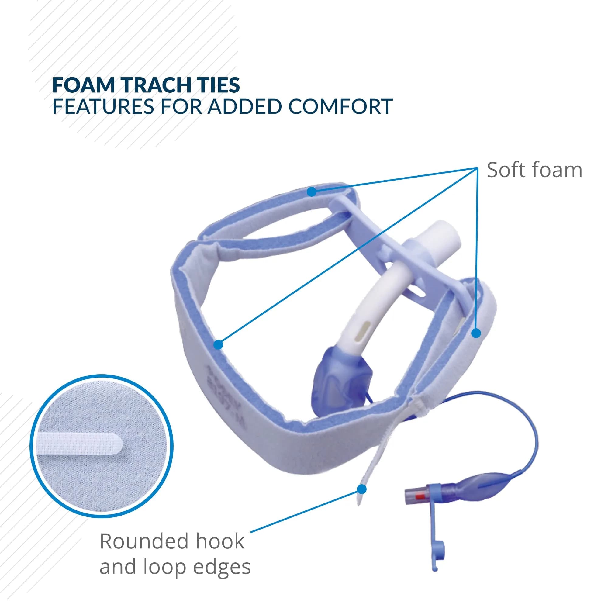 Posey Foam Trach Tie Small 23 cm (9 in) Neck Size | Pediatric Tracheostomy Tube Holder Pack of 12 - view 4