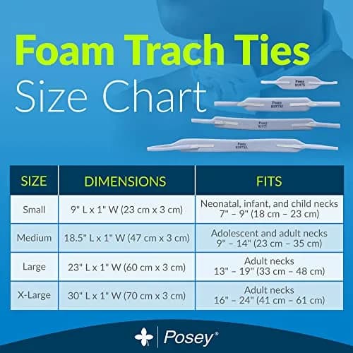 Posey Foam Trach Tie Small 23 cm (9 in) Neck Size | Pediatric Tracheostomy Tube Holder Pack of 12 thumbnail 5