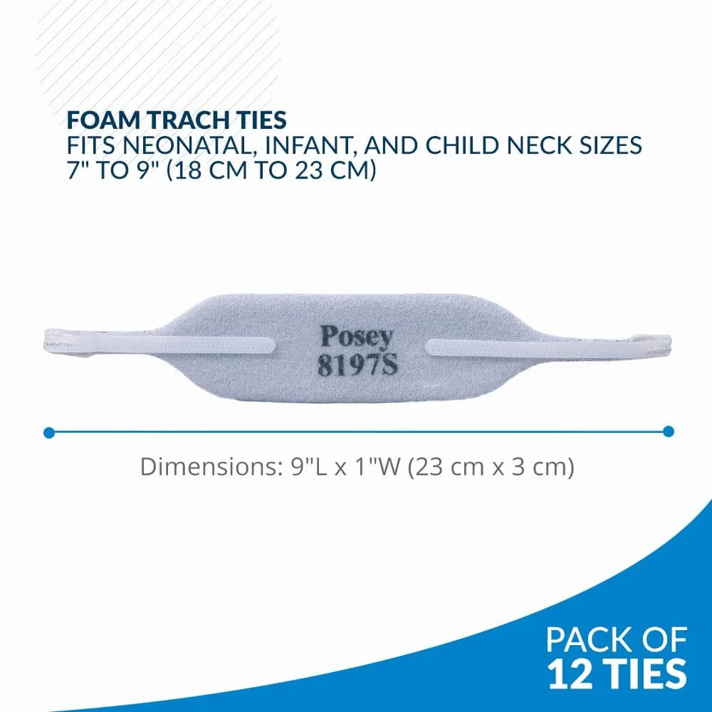 Posey Foam Trach Tie Small 23 cm (9 in) Neck Size | Pediatric Tracheostomy Tube Holder Pack of 12 - view 2