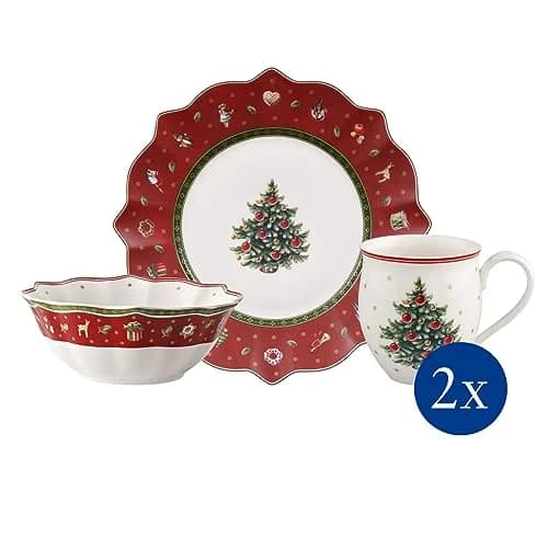 Villeroy & Boch Toy's Delight Breakfast Set for 2, Red 750ml (25.36 Fl Oz) | Festive Porcelain for Christmas Mornings thumbnail 4