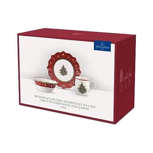 Villeroy & Boch Toy's Delight Breakfast Set for 2, Red 750ml (25.36 Fl Oz) | Festive Porcelain for Christmas Mornings thumbnail 3