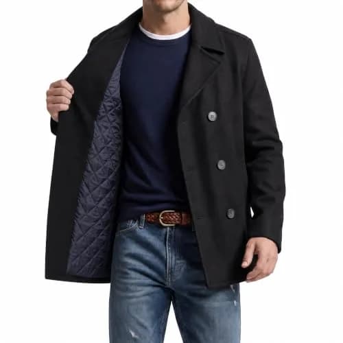 Nautica Wool Blend Peacoat – Double-Breasted Winter Coat, Big & Tall, X-Large | Classic & Warm thumbnail 3