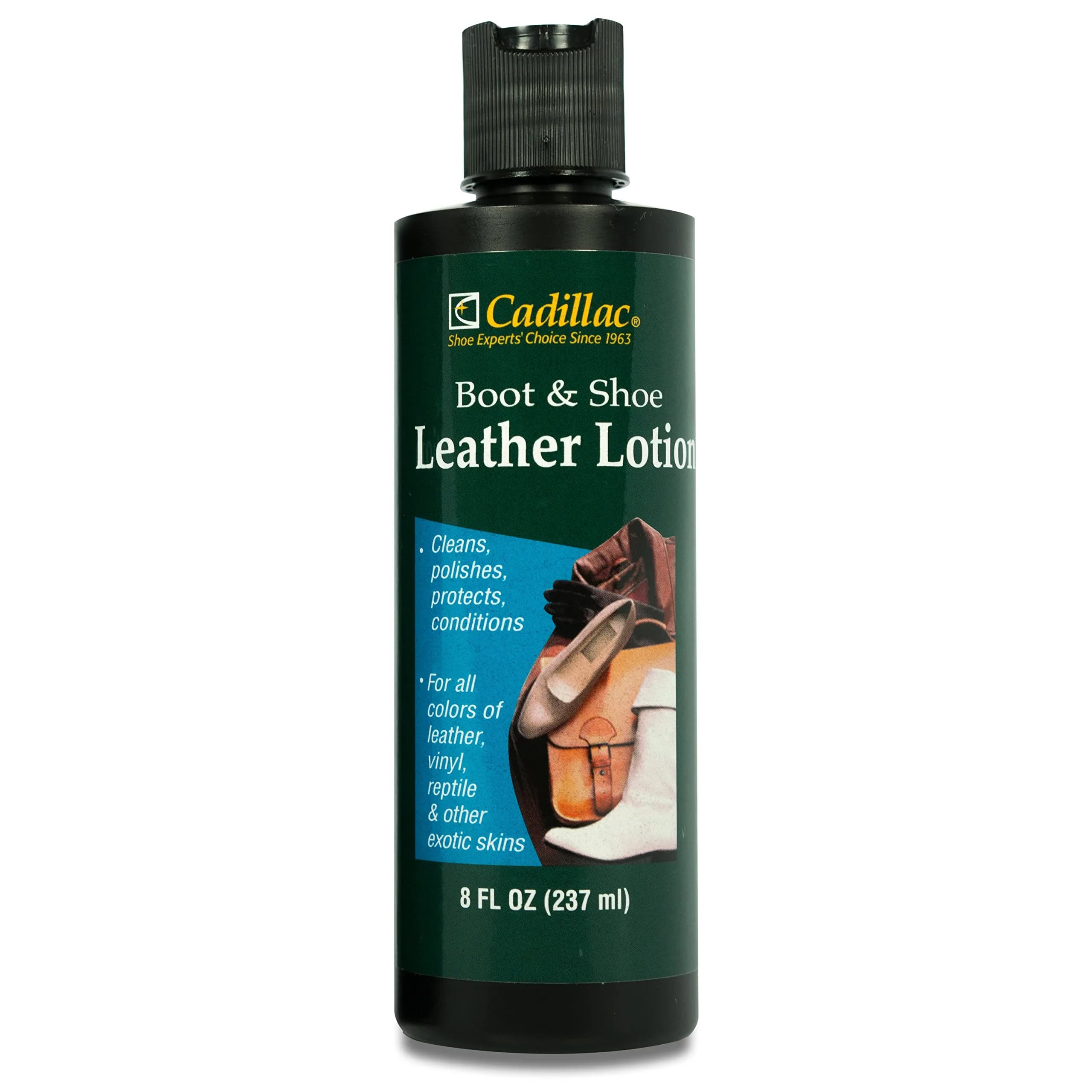 Cadillac Boot and Shoe Leather Lotion 8 Fl Oz (237 ml) | Cleans, Conditions, Protects, and Polishes Leather Footwear - main product image