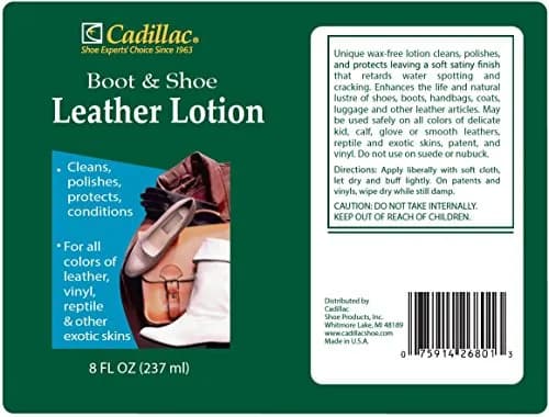 Cadillac Boot and Shoe Leather Lotion 8 Fl Oz (237 ml) | Cleans, Conditions, Protects, and Polishes Leather Footwear thumbnail 2