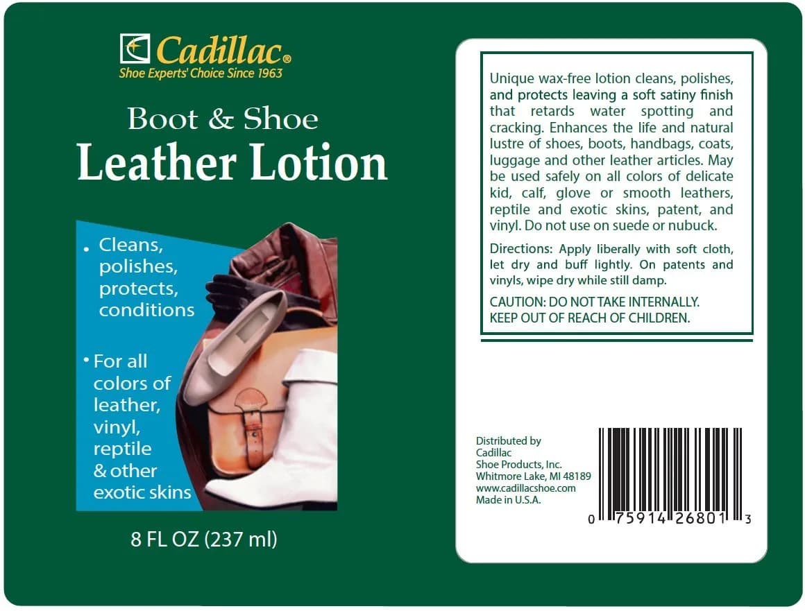 Cadillac Boot and Shoe Leather Lotion 8 Fl Oz (237 ml) | Cleans, Conditions, Protects, and Polishes Leather Footwear - view 2