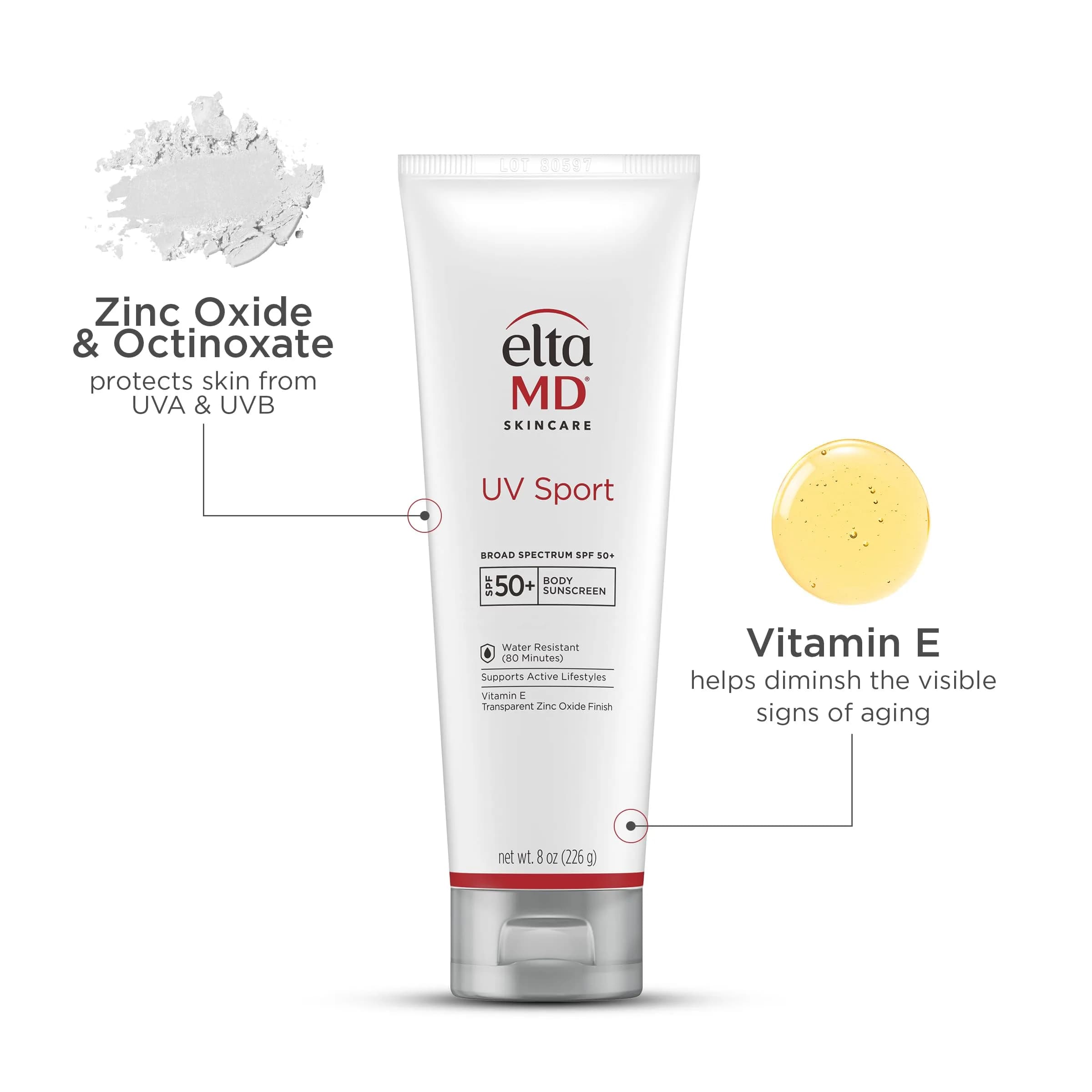 EltaMD UV Sport Sunscreen Lotion SPF 50 (3 oz) | Water & Sweat Resistant Face and Body Protection - view 3