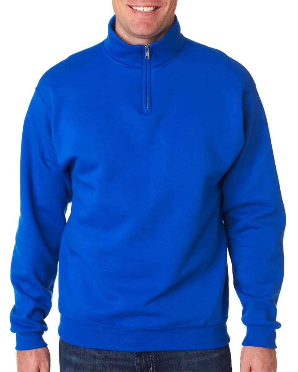 Jerzees Men's NuBlend Quarter Zip Cadet Collar Sweatshirt Small Maroon | Heavyweight Cotton-Poly Blend — Royal