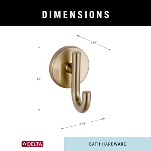 DELTA Single Towel Hook for Bathroom or Kitchen | Champagne Bronze | Trinsic Accessories thumbnail 8