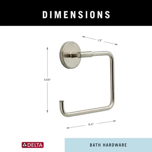 Delta Hand Towel Holder | Square Stainless Steel Ring for Hanging Towels in Kitchen, Bathroom | Trinsic Accessories thumbnail 6
