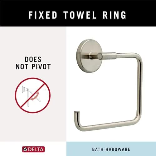 Delta Hand Towel Holder | Square Stainless Steel Ring for Hanging Towels in Kitchen, Bathroom | Trinsic Accessories thumbnail 3