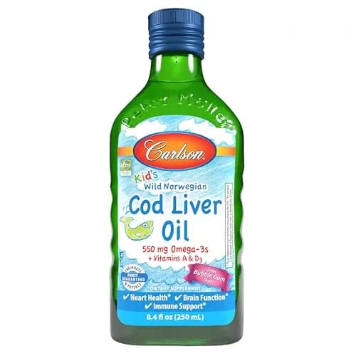 Carlson Kid's Cod Liver Oil 550 mg 250ml (8.4 Fl Oz) | Omega-3s for Heart, Brain & Immune Health thumbnail 1