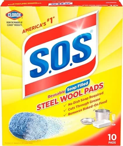 S.O.S Steel Wool Soap Pads 10 Count | Tough Cleaning Power for Indian Kitchens thumbnail 1