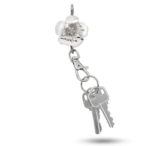 Finders Key Purse Silver Floral Keychain | Stylish & Multifunctional Accessory for Women thumbnail 1