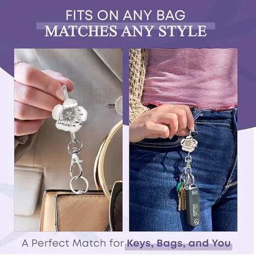 Finders Key Purse Silver Floral Keychain | Stylish & Multifunctional Accessory for Women thumbnail 5