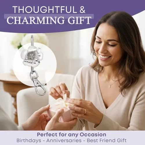 Finders Key Purse Silver Floral Keychain | Stylish & Multifunctional Accessory for Women thumbnail 7