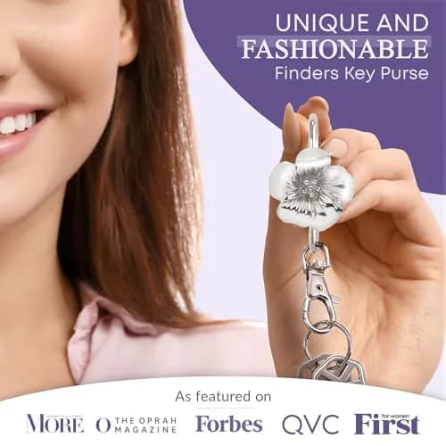Finders Key Purse Silver Floral Keychain | Stylish & Multifunctional Accessory for Women thumbnail 2