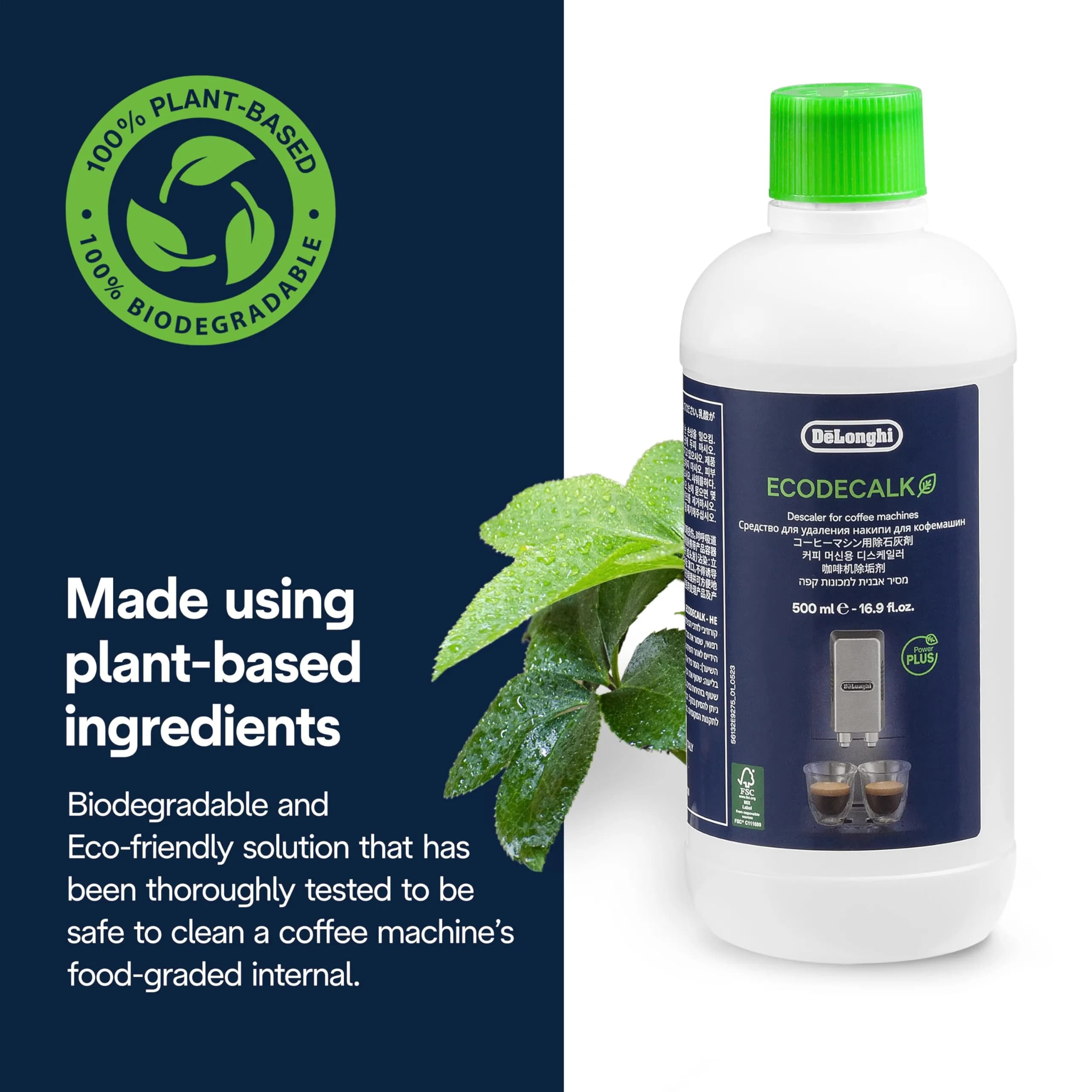 De'Longhi EcoDecalk Universal Descaler 500ml (16.9 Fl Oz) | Coffee Machine Limescale Remover - view 4