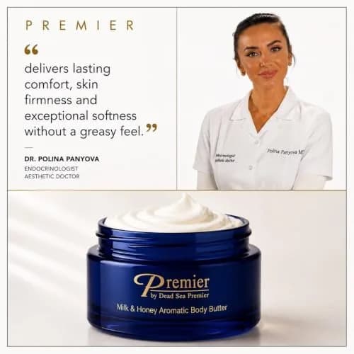 Premier Dead Sea Anti-Aging Body Cream - Milk & Honey 5.95 oz | Deep Hydration & Firming thumbnail 2
