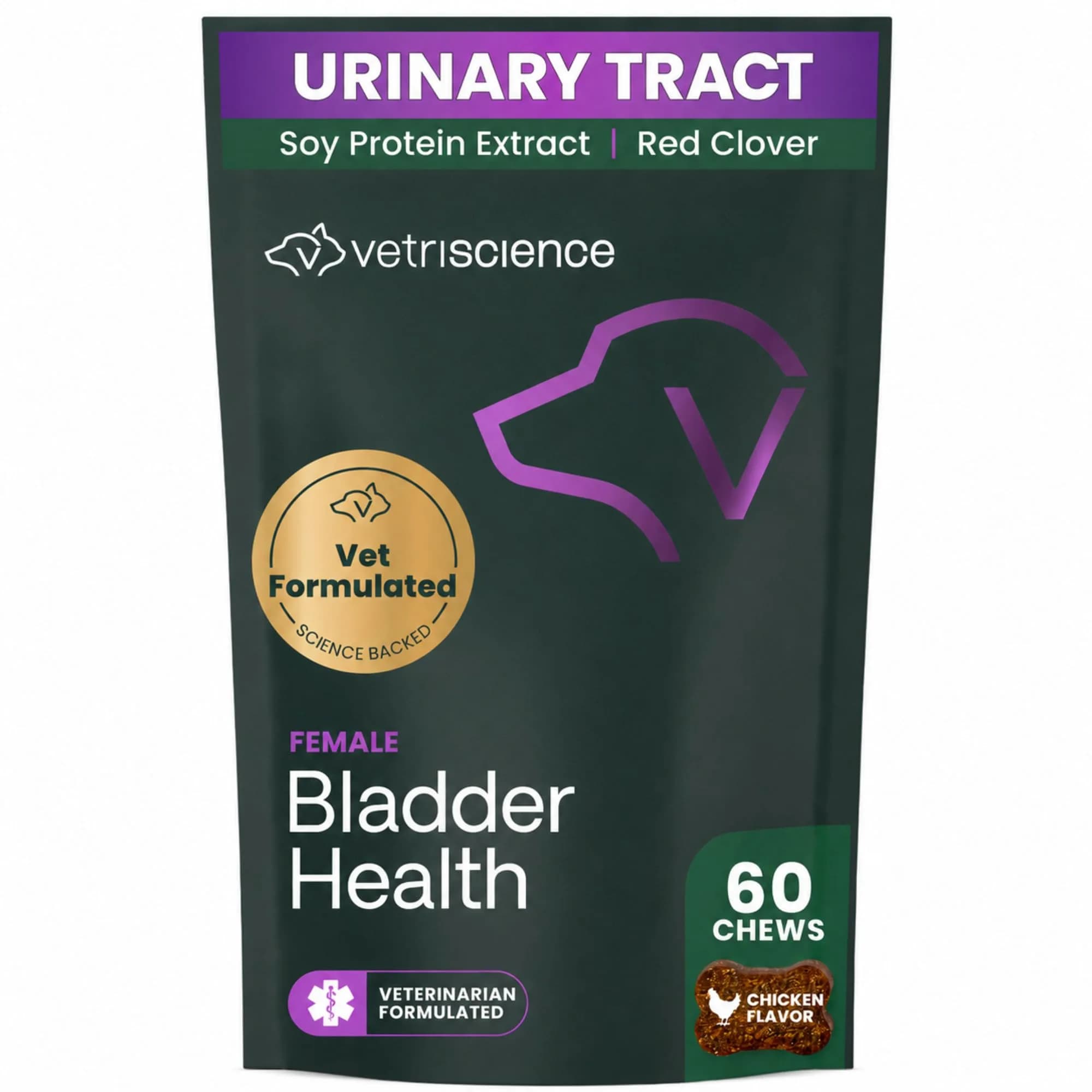 VetriScience Bladder Health Chews for Dogs, Chicken Flavor, 60 Count | Supports Bladder Control & Urinary Health — Brown