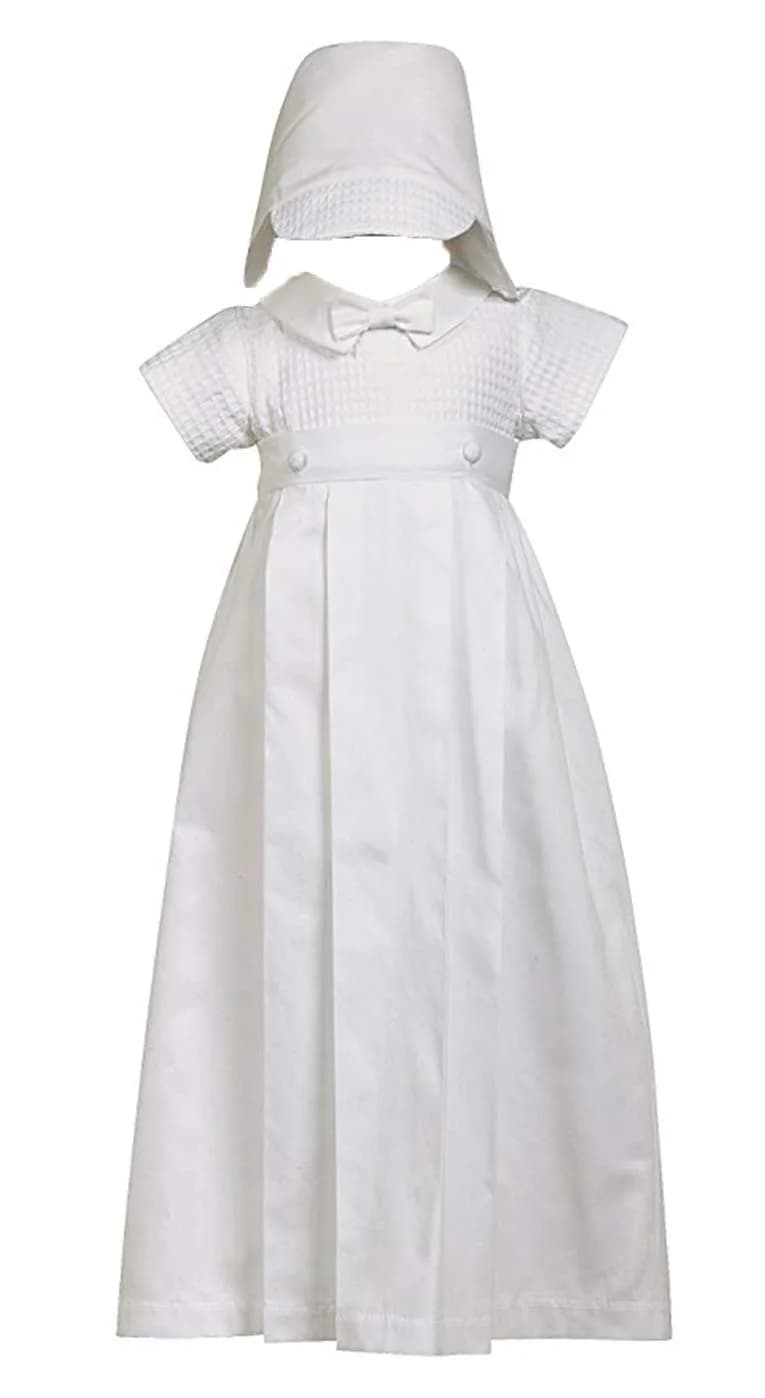 Swea Pea & Lilli 2-piece 100% Cotton White Romper with Detachable Gown, 12-18 Month (18-22 lbs) | Traditional Baby Dress