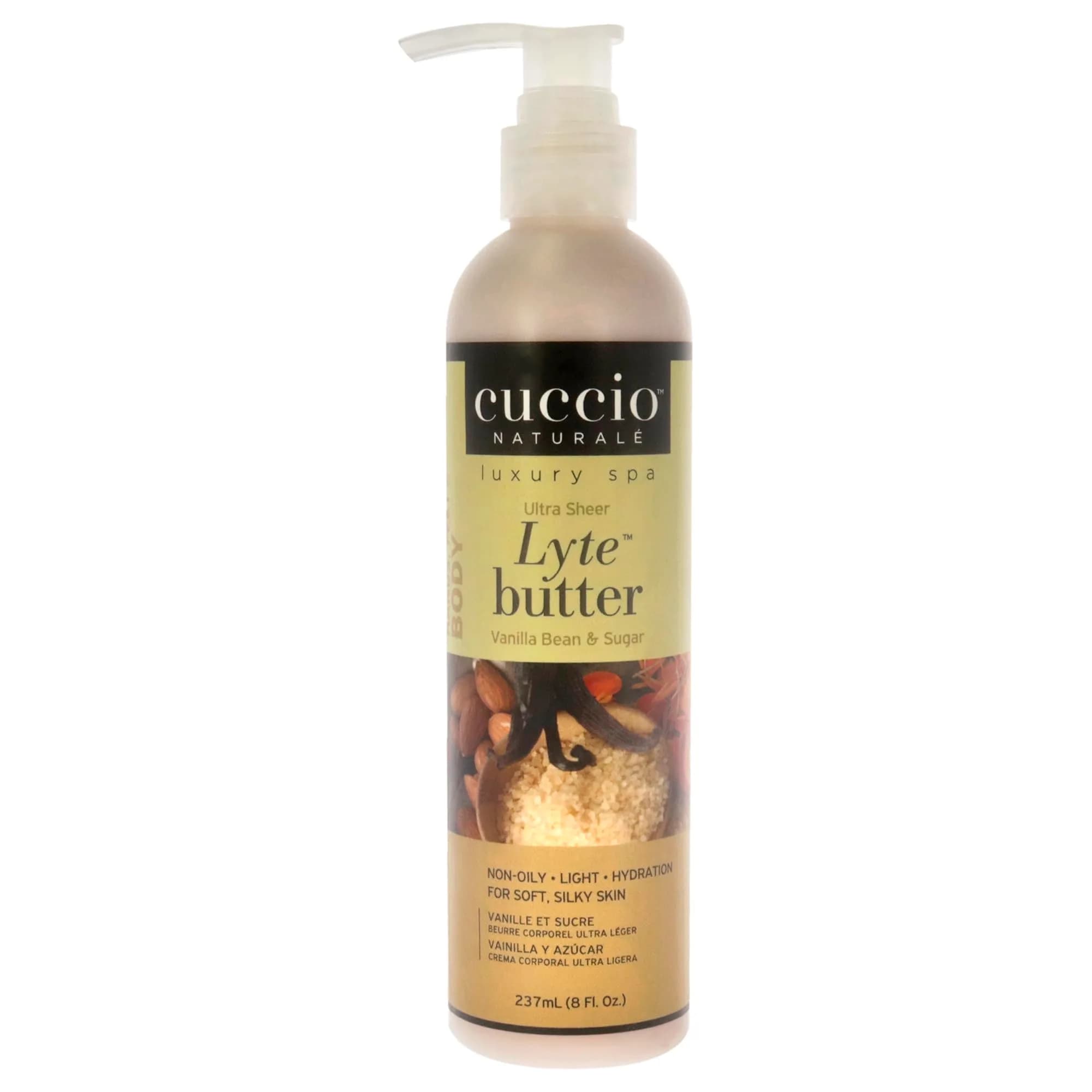 Cuccio Naturale Lyte Ultra-Sheer Body Butter Vanilla Bean & Sugar 237ml (8 Oz) | 24-Hour Hydration for Dry Skin