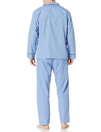 Hanes Men's Woven Plain-Weave Pajama Set, Blue Solid, Small | Comfortable Sleepwear for Men thumbnail 5
