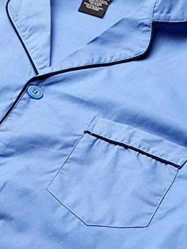 Hanes Men's Woven Plain-Weave Pajama Set, Blue Solid, Small | Comfortable Sleepwear for Men thumbnail 6