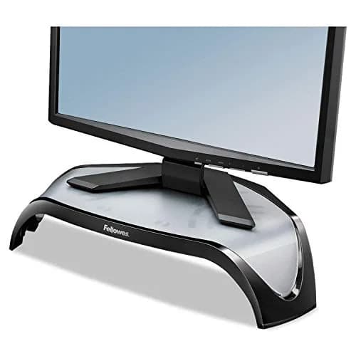 Fellowes Corner Monitor Riser 18.5 x 12.5 x 5.1 in Black | Supports Ergonomic Posture thumbnail 1