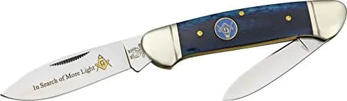 Rough Rider Masonic Canoe Knife 3 5/8" | Spear & Pen Blades, Blue Bone Handle thumbnail 1