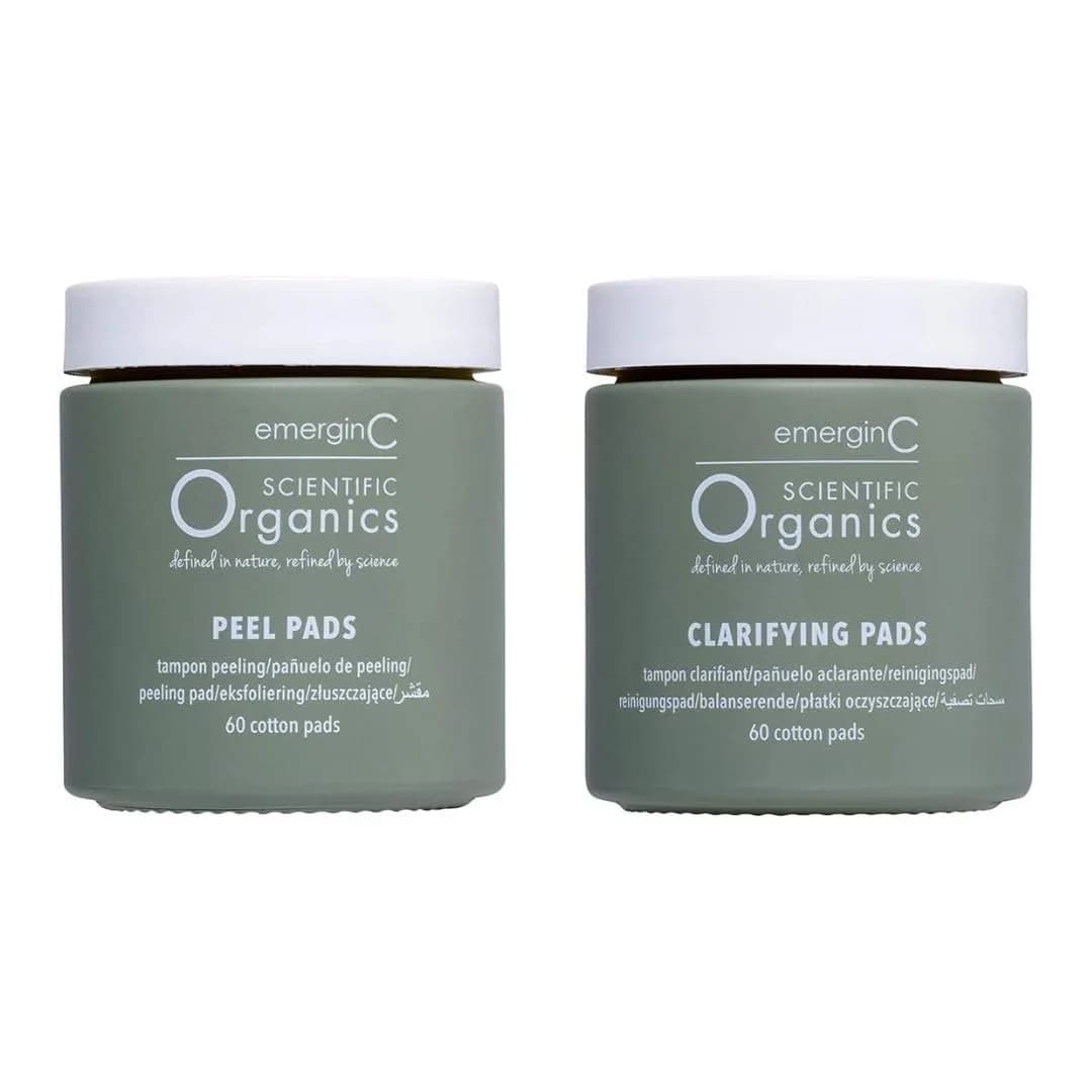 emerginC Scientific Organics At-Home Facial Peel + Clarifying Kit | Exfoliating Pads for Fine Lines & Pores (60 Treatments)