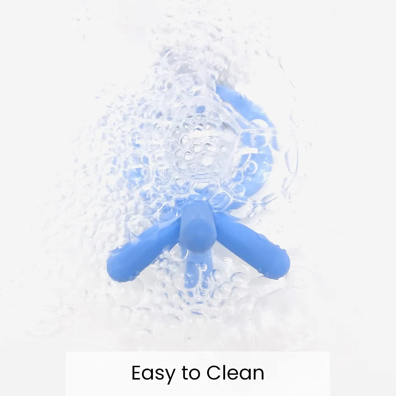 Comotomo Silicone Baby Teether, Blue | BPA-Free, Food-Grade Silicone, Mimics Baby Fingers - view 6