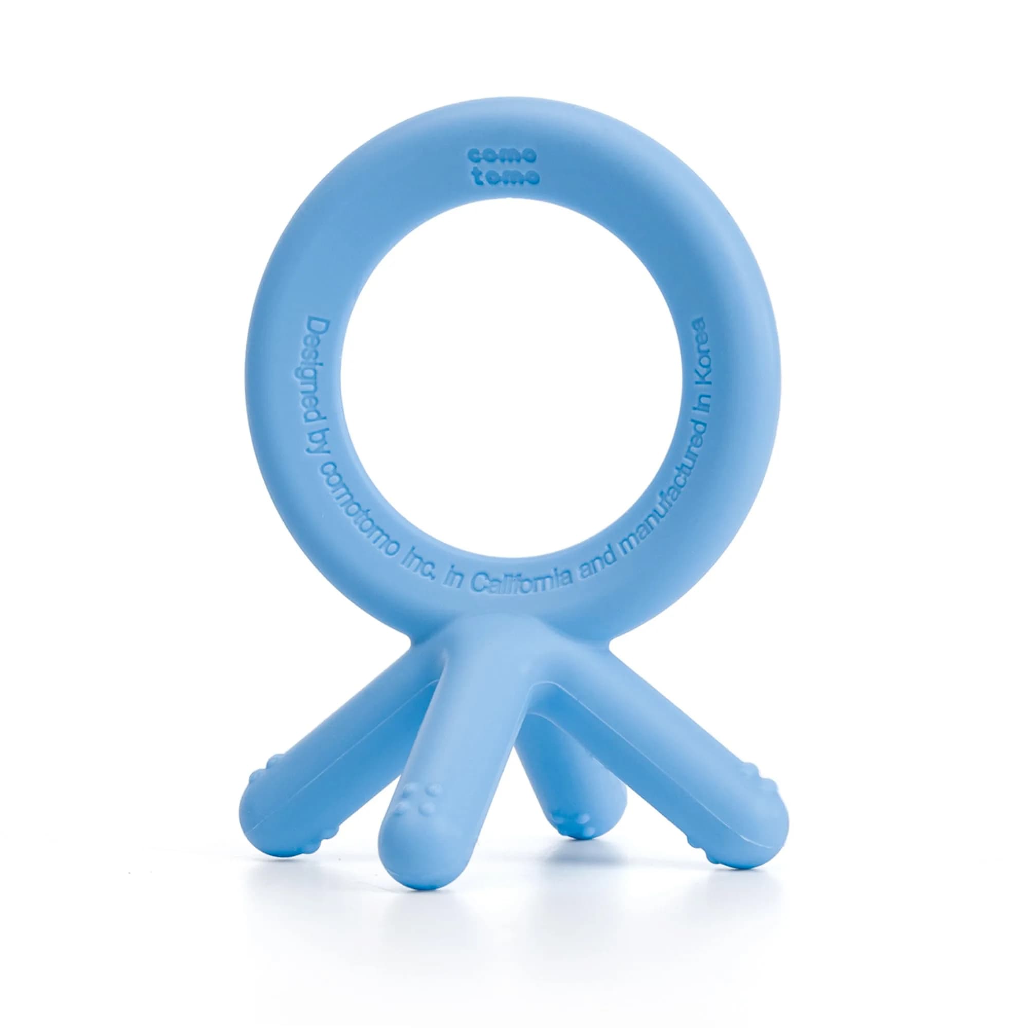 Comotomo Silicone Baby Teether, Blue | BPA-Free, Food-Grade Silicone, Mimics Baby Fingers - main product image
