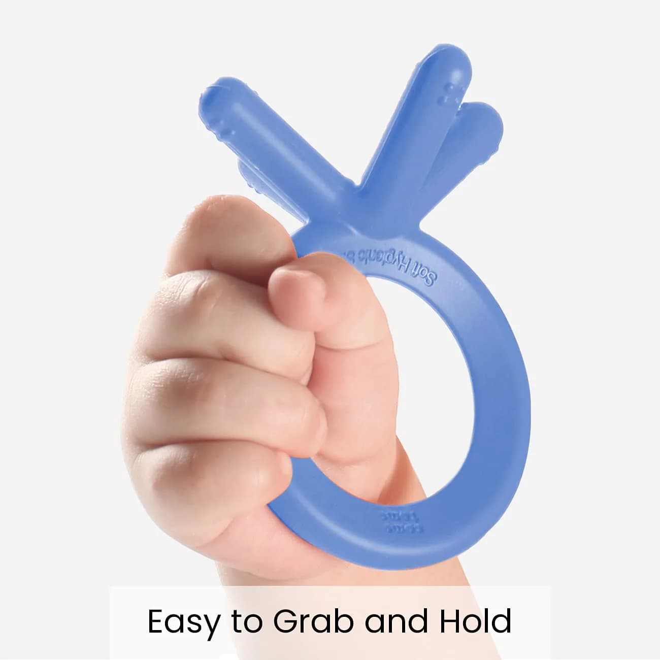 Comotomo Silicone Baby Teether, Blue | BPA-Free, Food-Grade Silicone, Mimics Baby Fingers - view 2