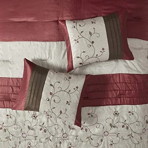 Madison Park Faux Silk Floral Embroidered Comforter Set, 7PC King | Elegant Floral Design with Soft Shine thumbnail 4