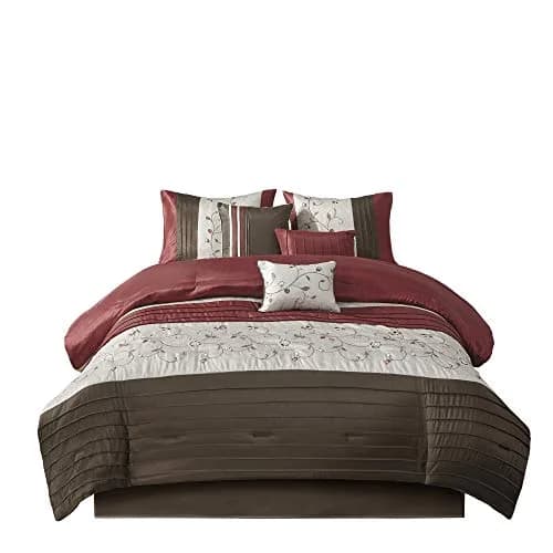 Madison Park Faux Silk Floral Embroidered Comforter Set, 7PC King | Elegant Floral Design with Soft Shine thumbnail 9