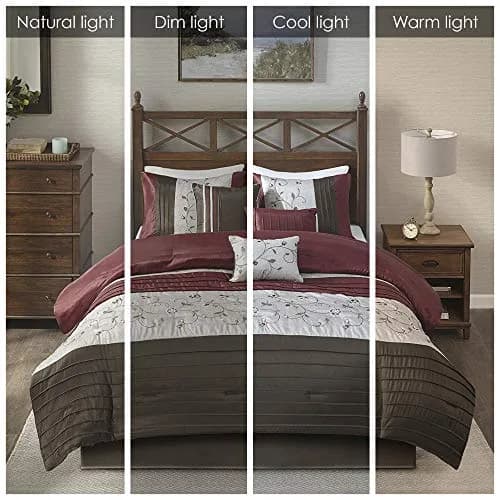 Madison Park Faux Silk Floral Embroidered Comforter Set, 7PC King | Elegant Floral Design with Soft Shine thumbnail 2
