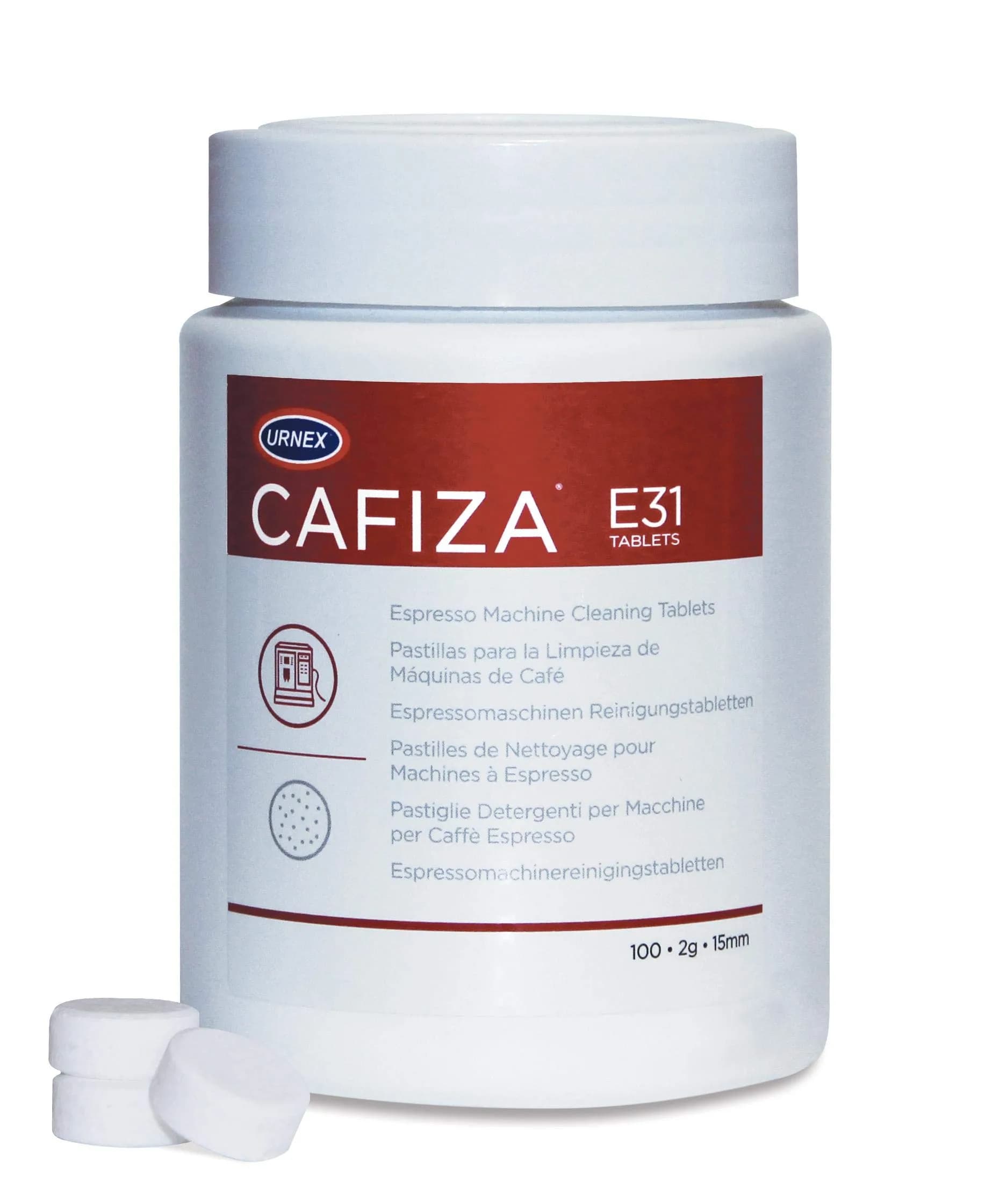 Urnex Cafiza Coffee Machine Cleaning Tablets 100 x 1.2 g | Concentrated, Acrylic, NSF Certified — Tablet