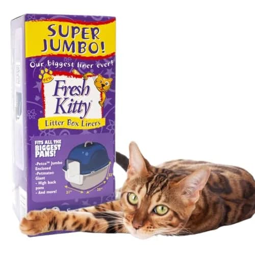 Fresh Kitty Super Jump Litter Box Liners 25in Jumbo Drawstring Scented | Heavy-Duty Leak-Proof Pet Bag thumbnail 1