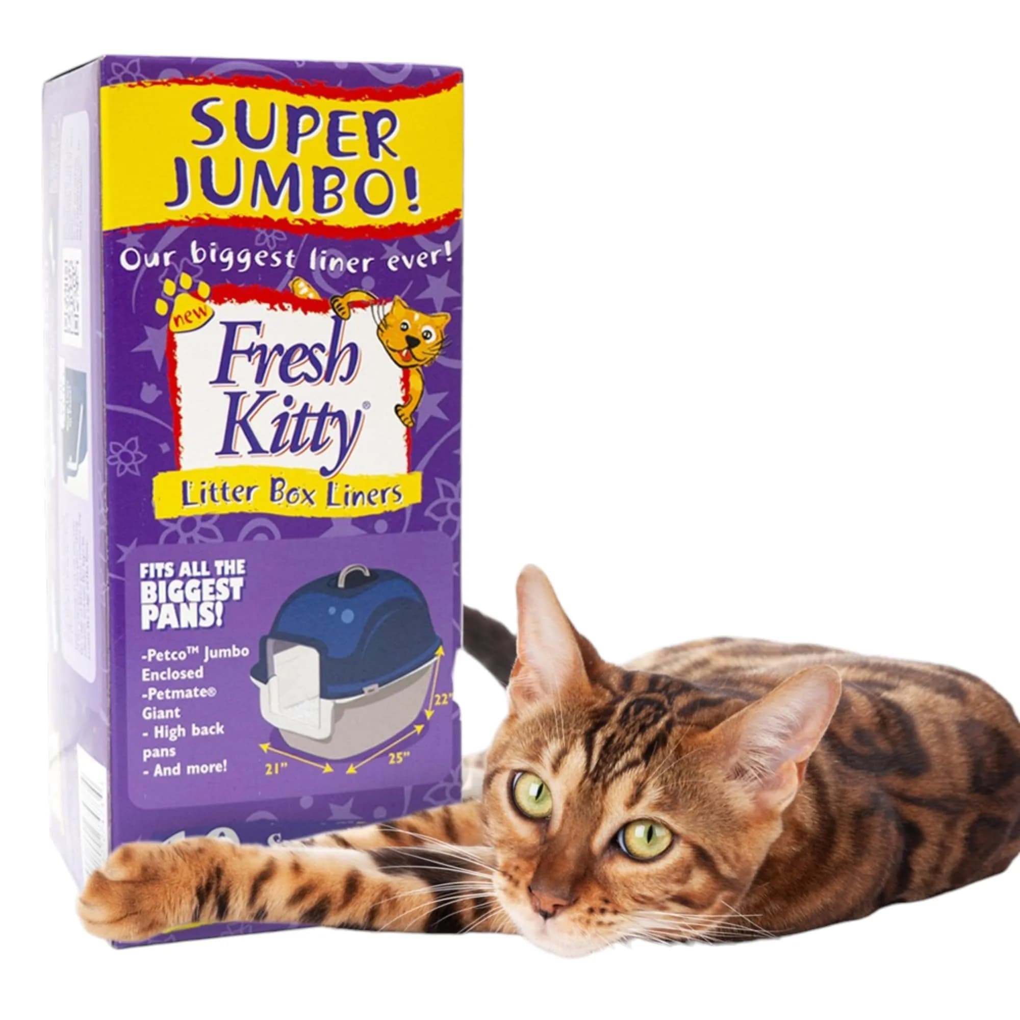 Fresh Kitty Super Jump Litter Box Liners 25in Jumbo Drawstring Scented | Heavy-Duty Leak-Proof Pet Bag
